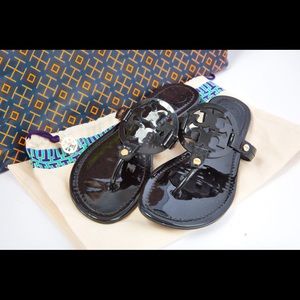 Tory Burch Miller sandals black patent leather